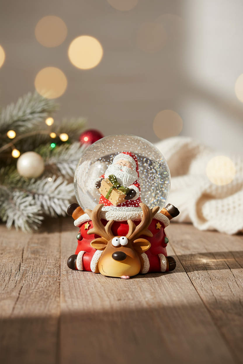 Globo de Água - Pai Natal c/ Presente |  8 cm