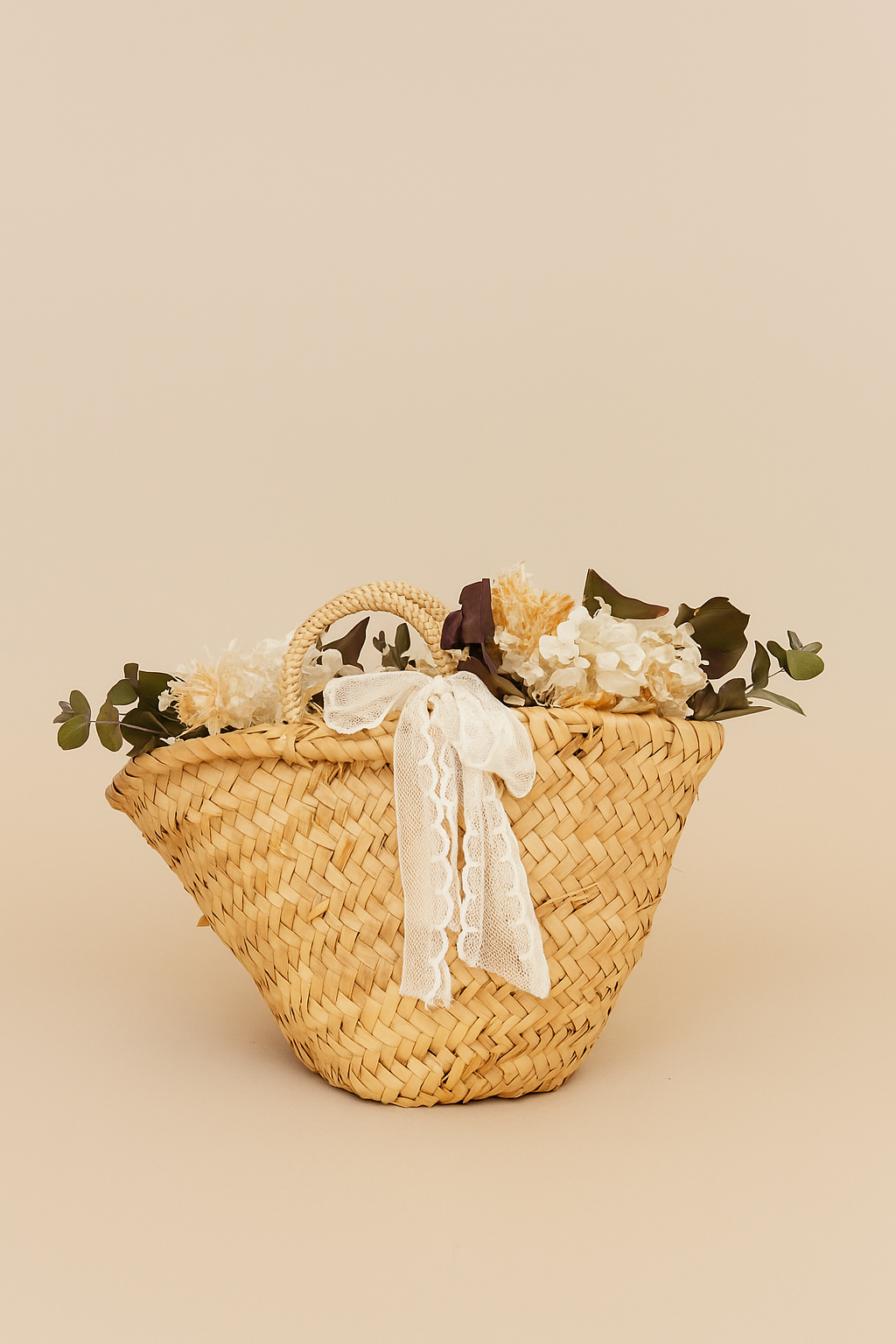 Panier de fleurs préservées
