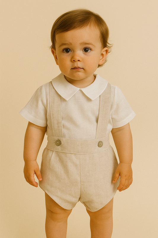 HG linen shorts with suspenders