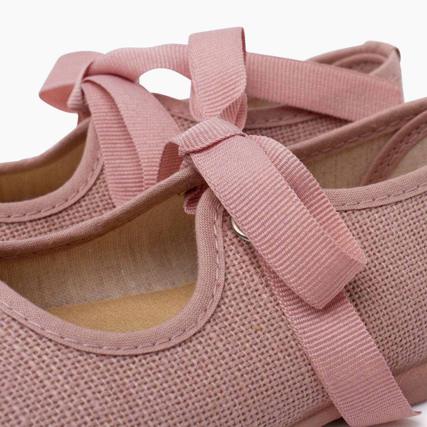 Sapatos de Menina em Linho com Laço de Gorgorão - Rosa Pálido | imagem 6