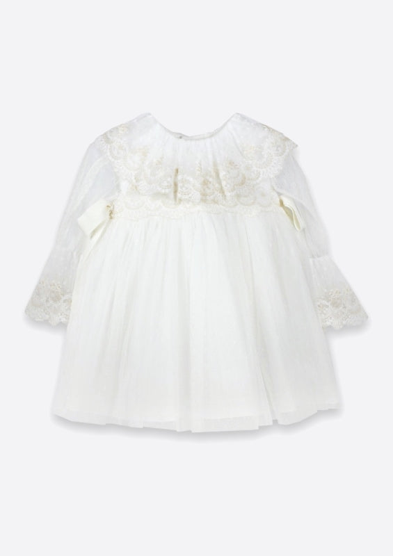 Vestido bebé M/Larga em tule Plumeti