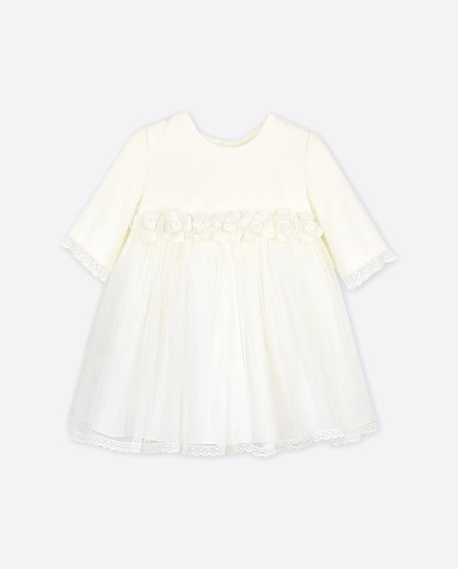 Vestido Bebe em tule c/flores frontais