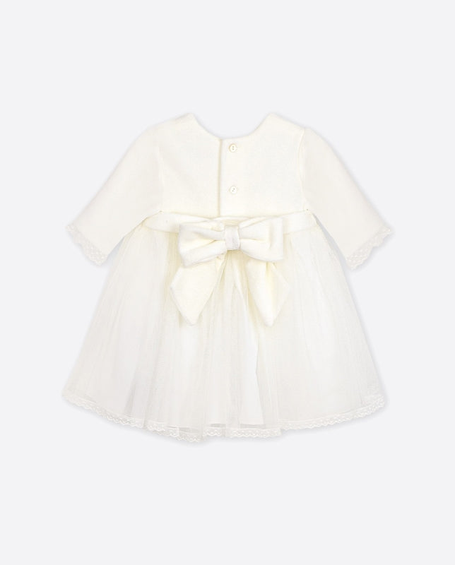 Vestido Bebé em tule c/flores frontais