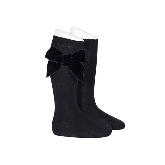 Chaussettes hautes en coton avec nœud