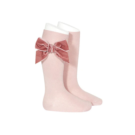 Chaussettes hautes en coton avec nœud