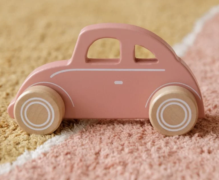 Voiture en bois - rose