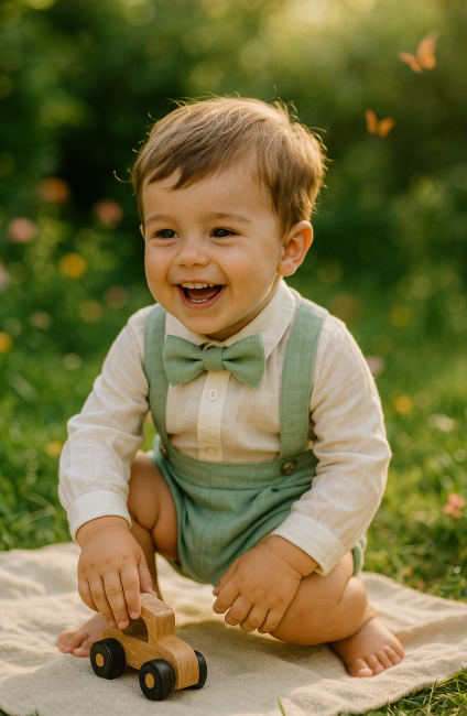 Conjunto Menino HG Verde Seco c/laço