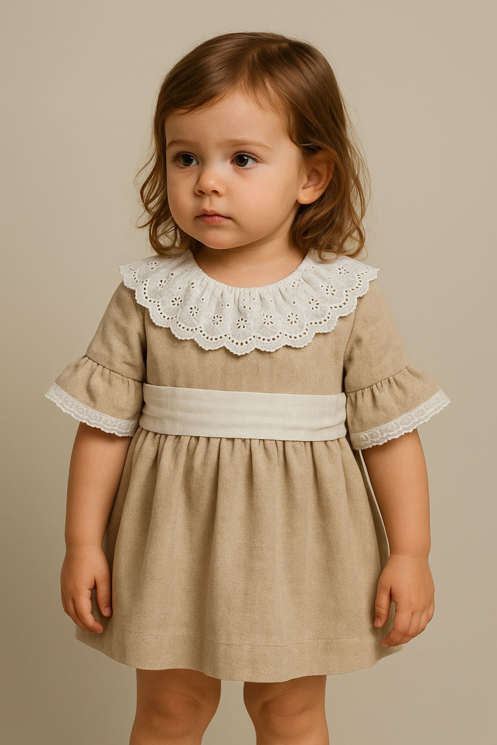 Vestido HG em linho c/bordado inglês