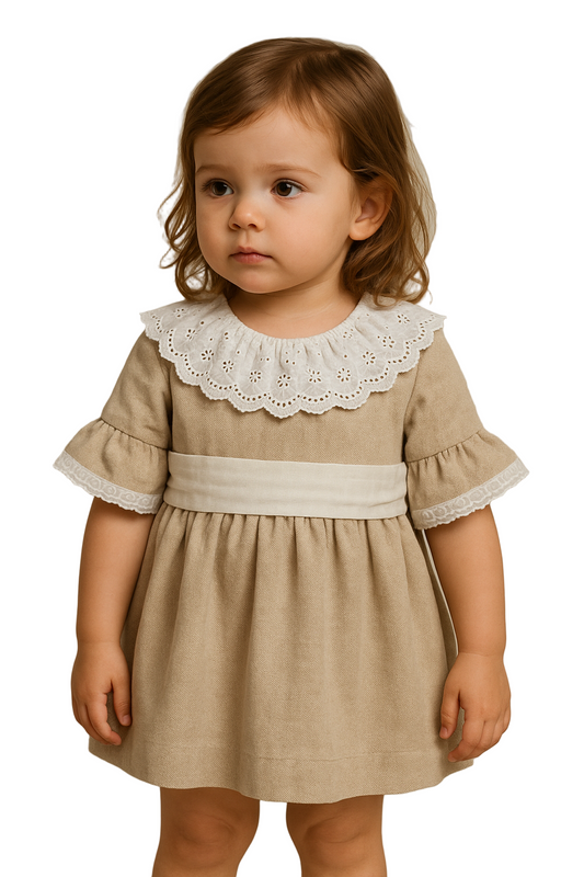 Vestido HG em linho c/bordado inglês
