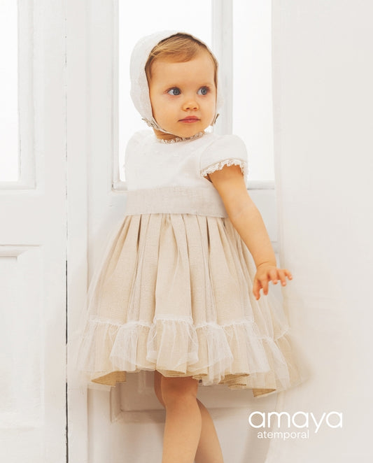Amaya dress in linen/tulle
