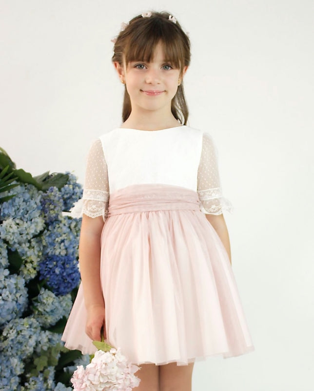 Robe de cérémonie avec jupe en tulle rose