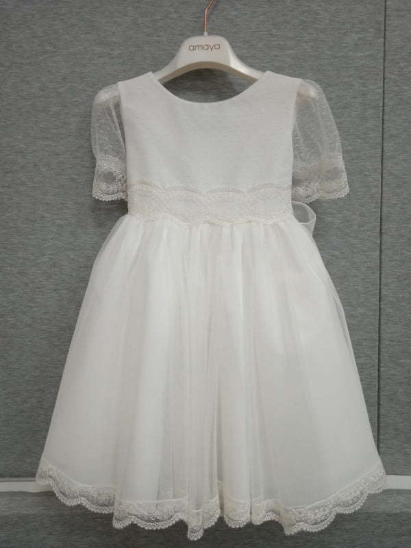 Robe Amaya - tulle blanc/manches courtes