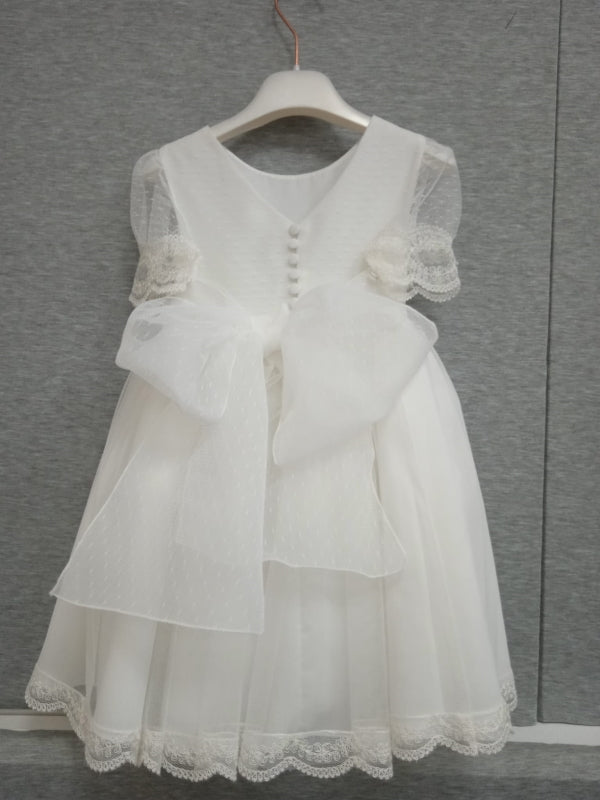 Robe Amaya - tulle blanc/manches courtes