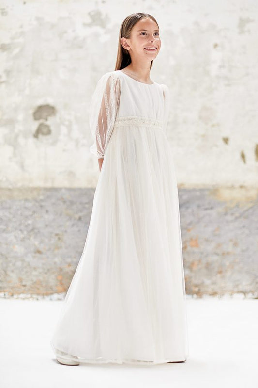Amaya long dress with lace sleeves