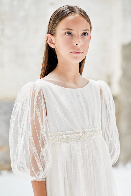 Amaya long dress with lace sleeves