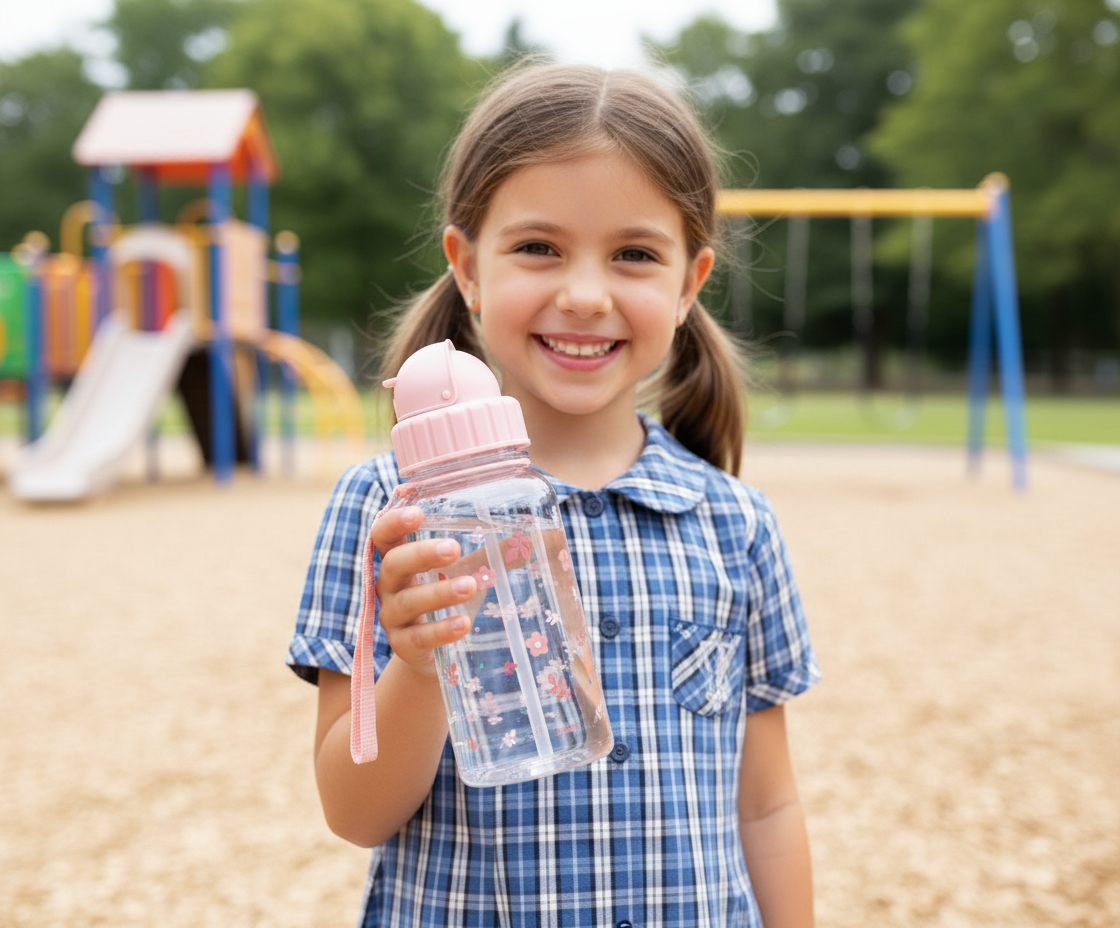 Garrafa de plástico Leaves Rosa