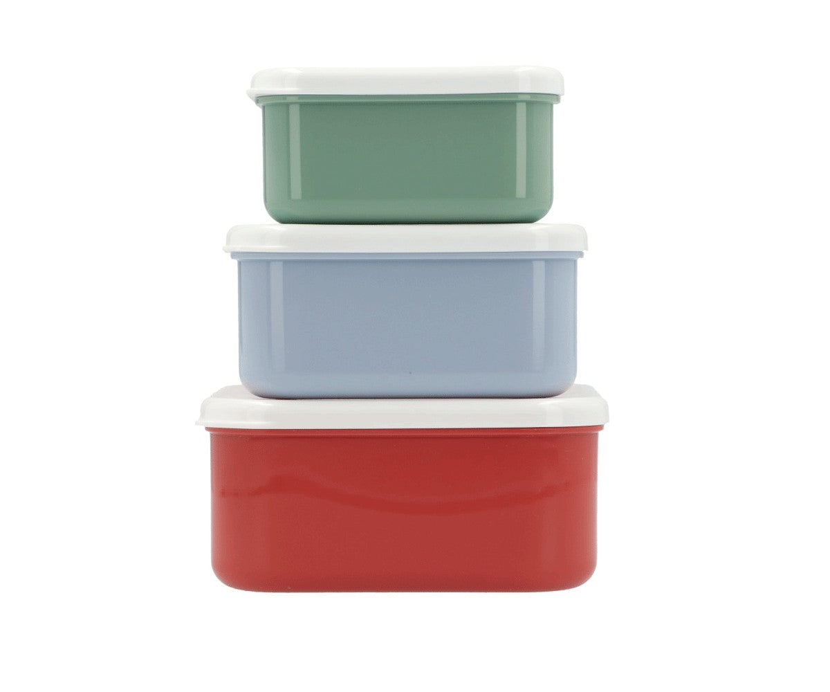 3 petites boîtes à lunch rouges