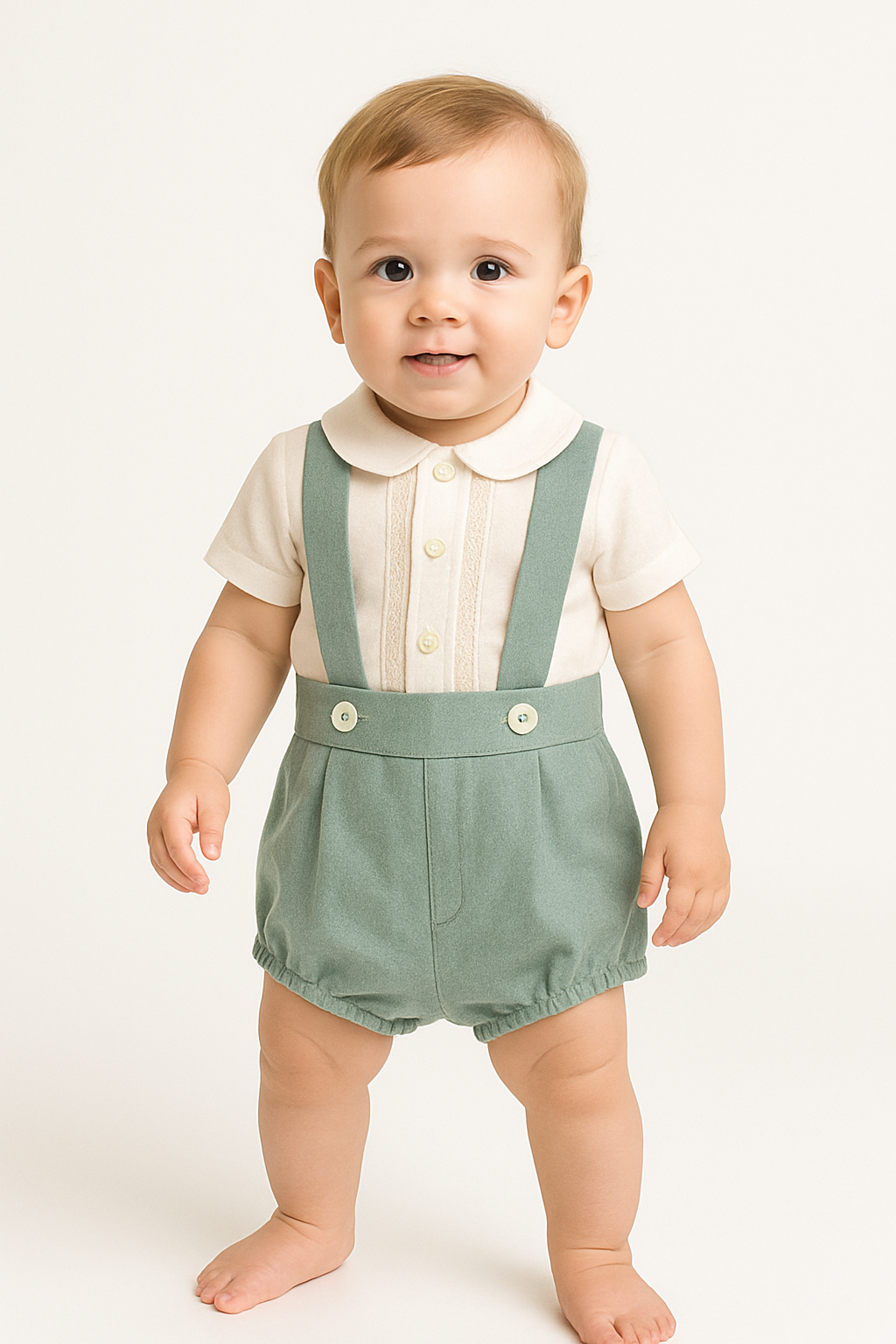 Conjunto menino HG verde seco- body rendado