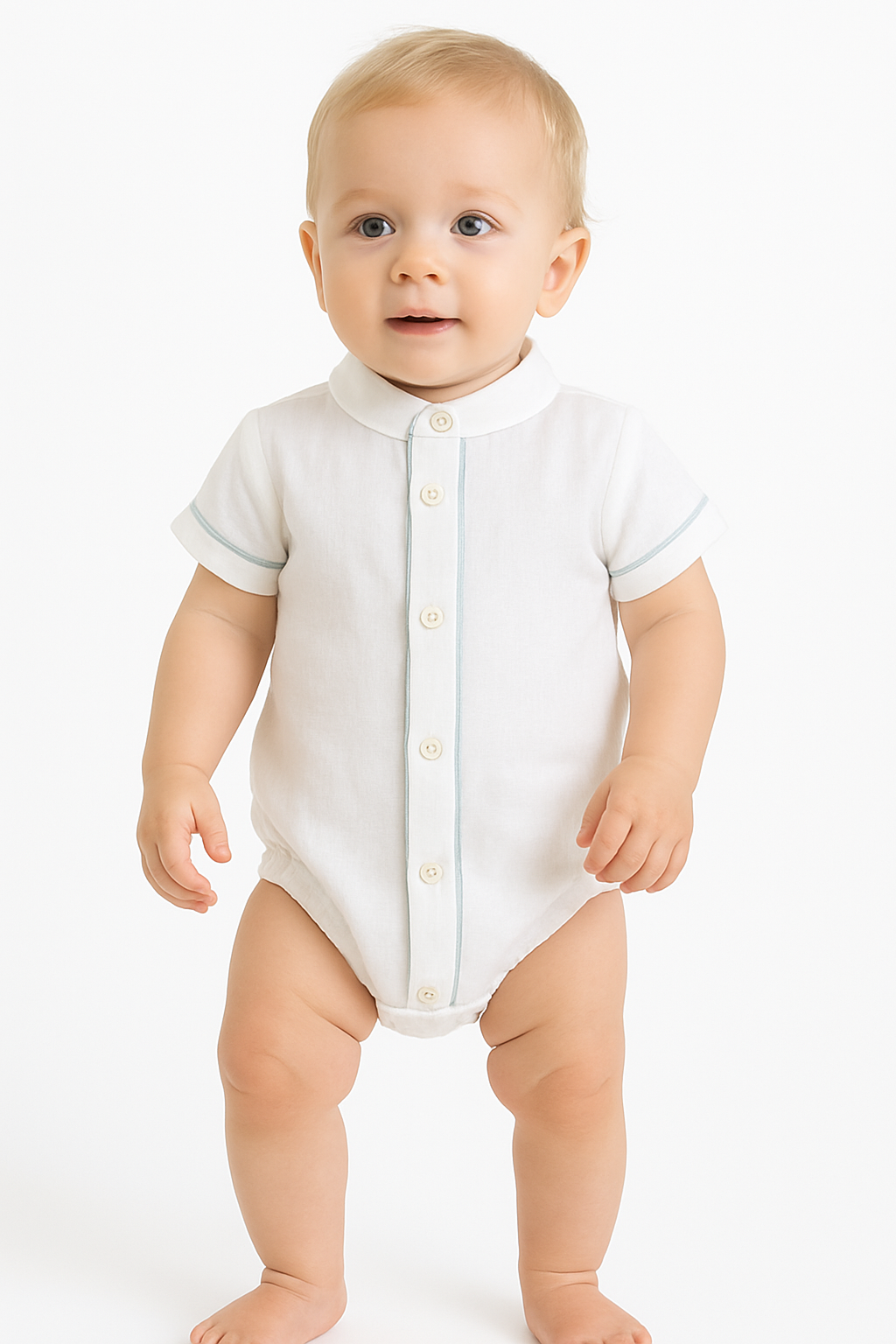 Chemise/body à manches courtes avec détails bleu bébé