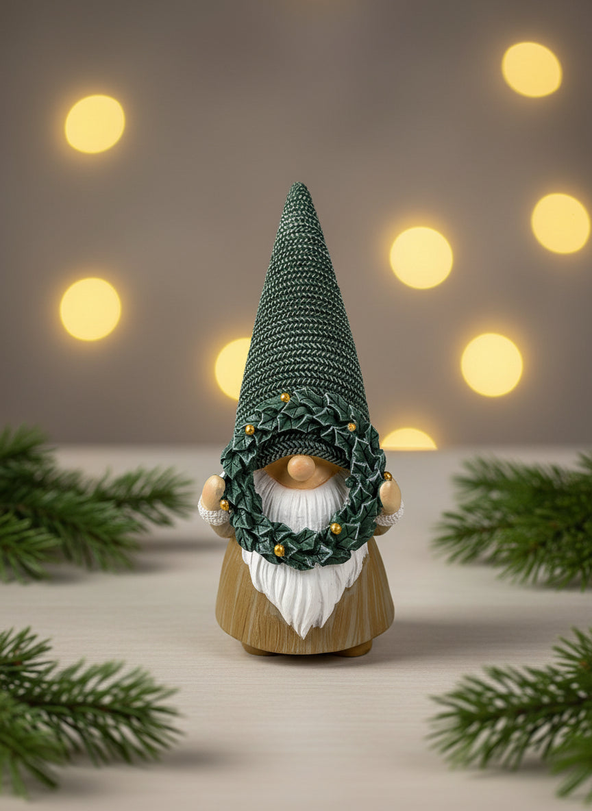 Polyresin Gnome with Wreath | 16cm