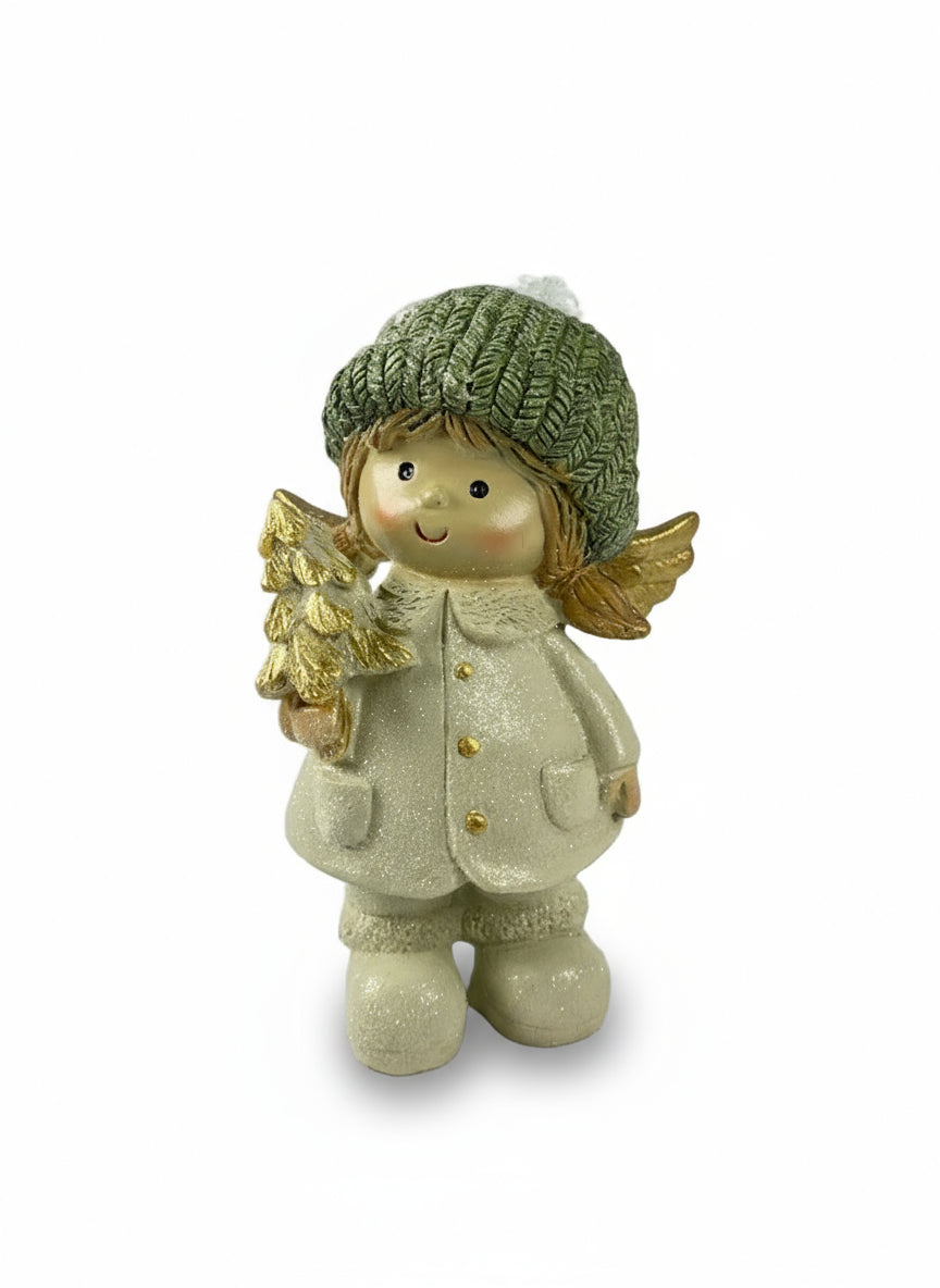 Polyresin Girl with Pine Tree | 12cm