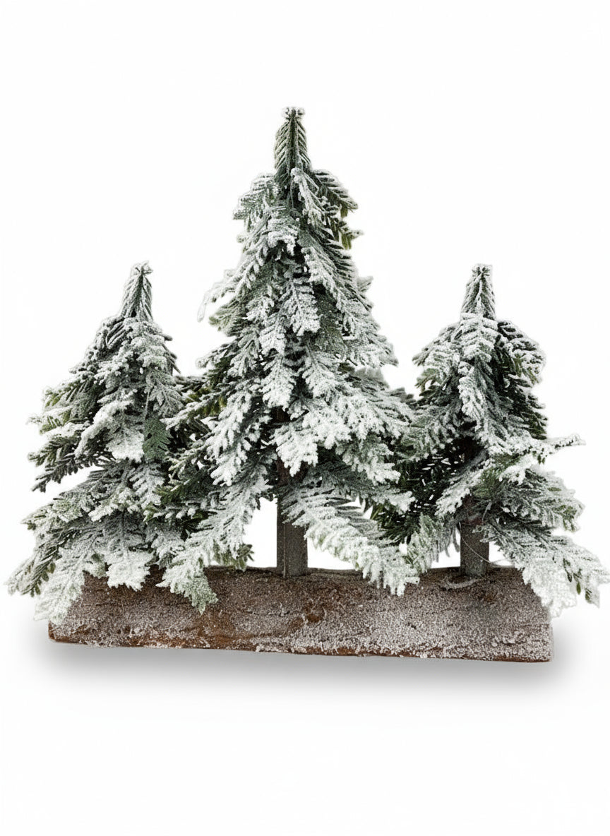 Wooden base with 3 trees | 33x27cm