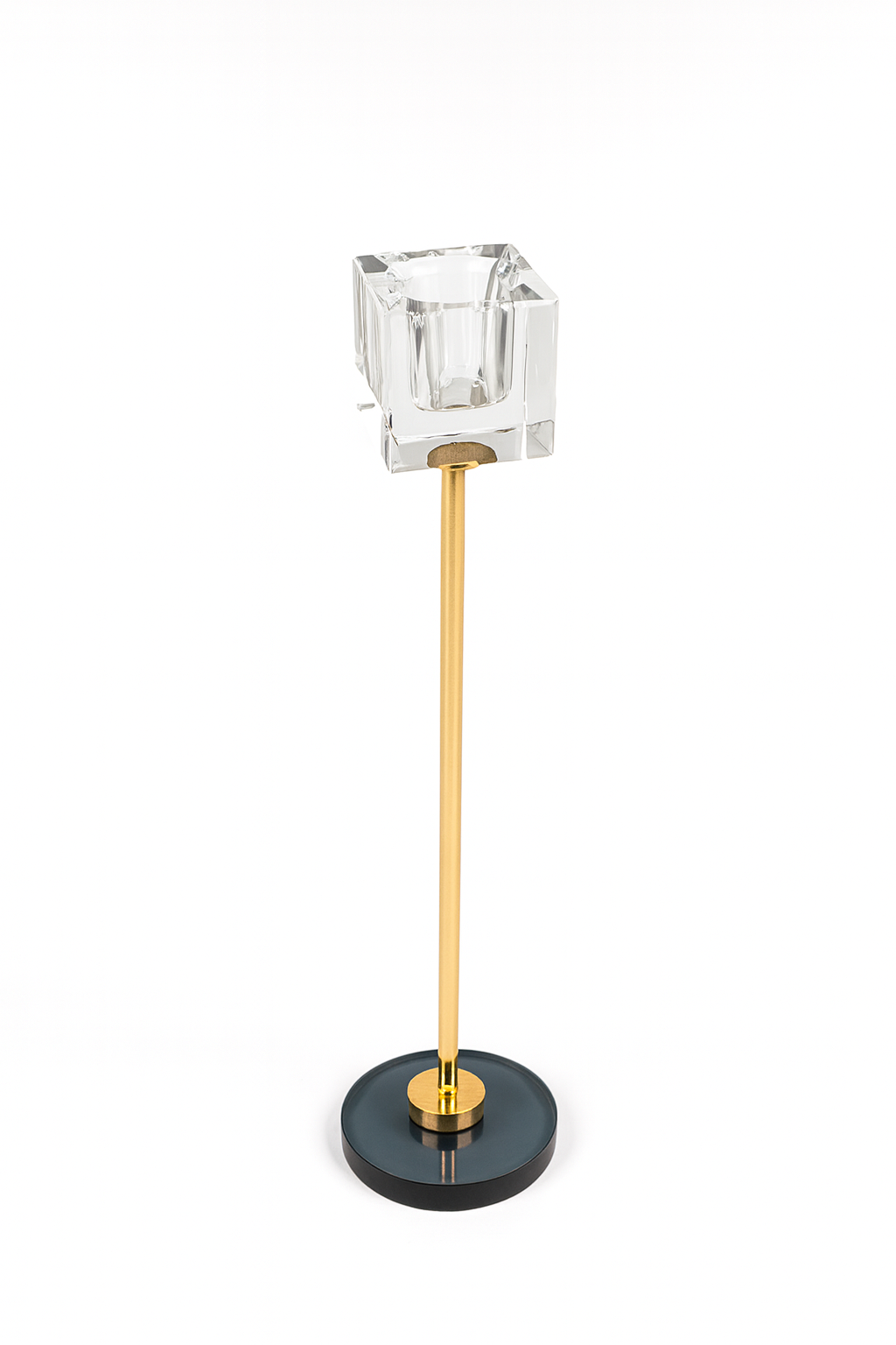 Decorative Square Metal and Glass Candlestick | 16cm