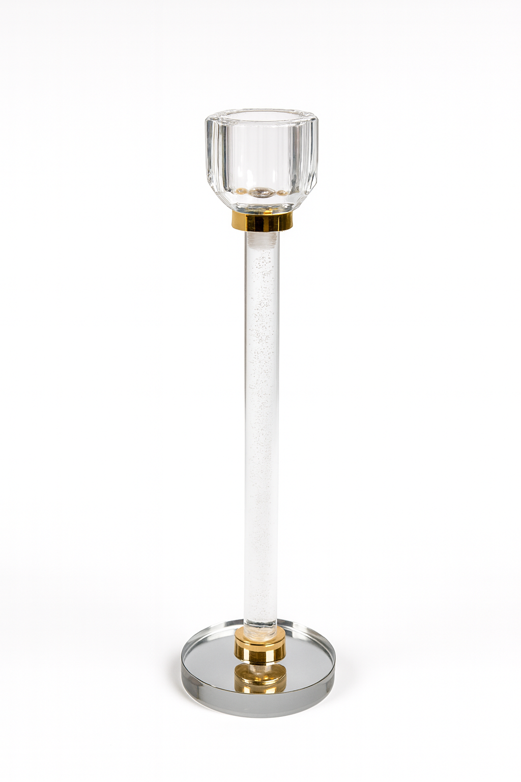 Decorative Candlestick with Transparent Base | 21cm