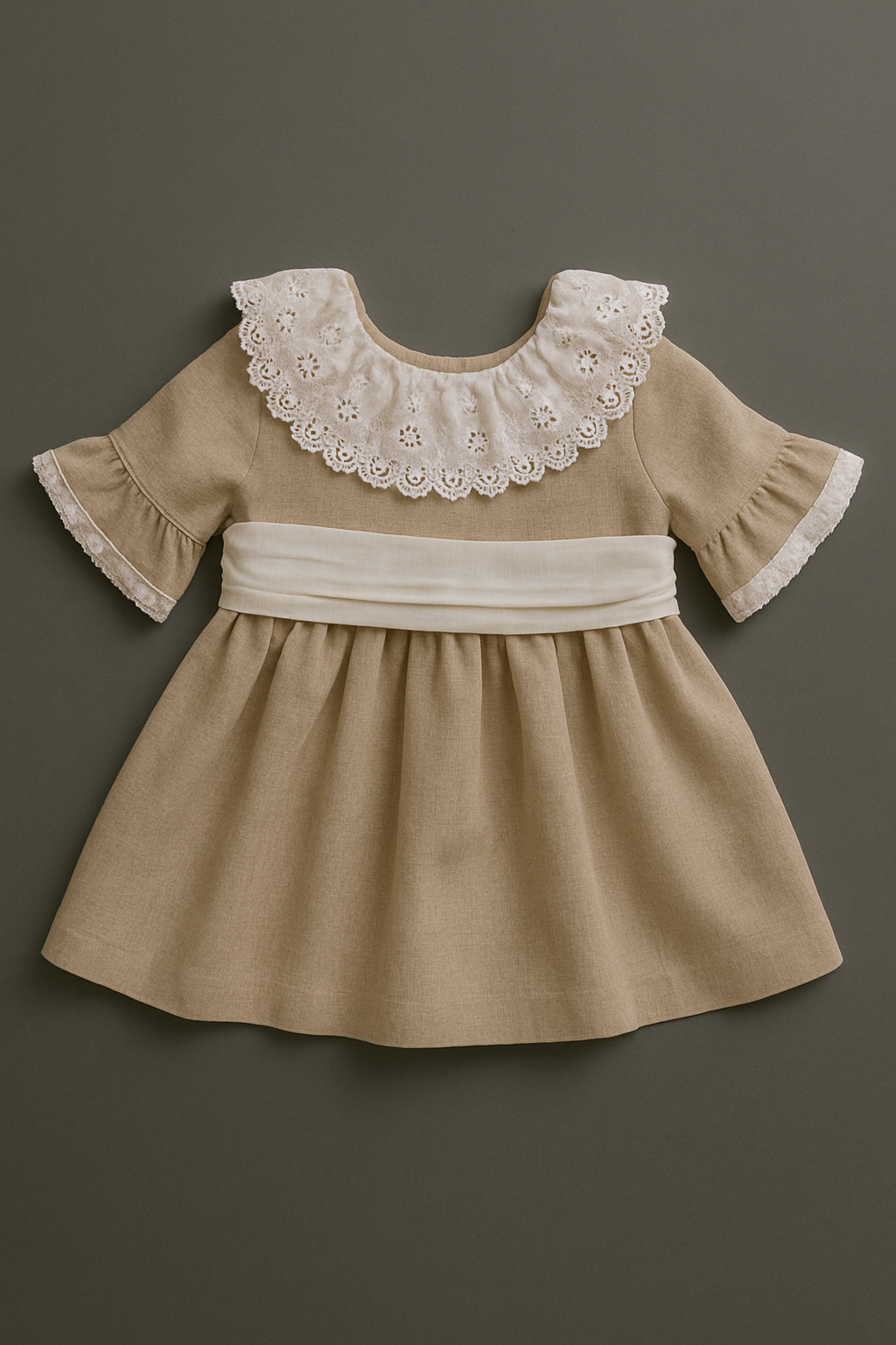 Vestido HG em linho c/bordado inglês