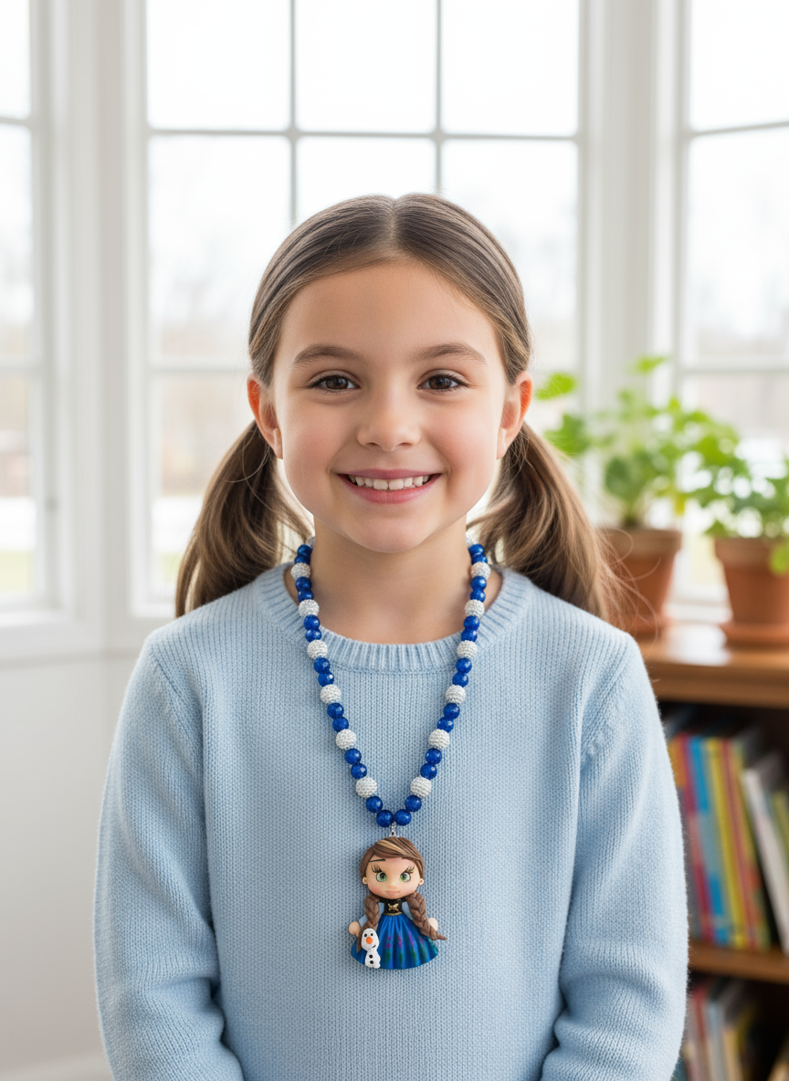 Frozen-themed polymer clay necklace