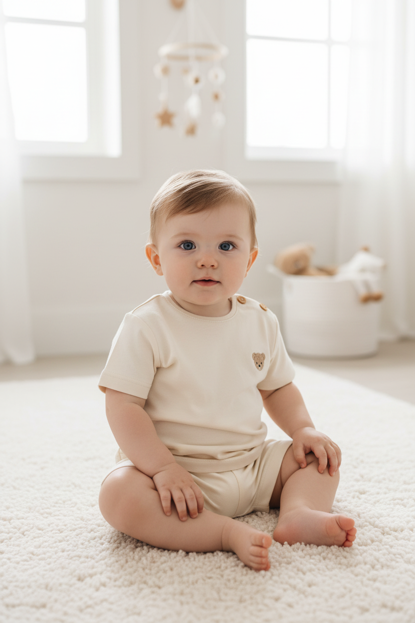 Conjunto de Roupa Bebé Bear Bege (2 Peças)