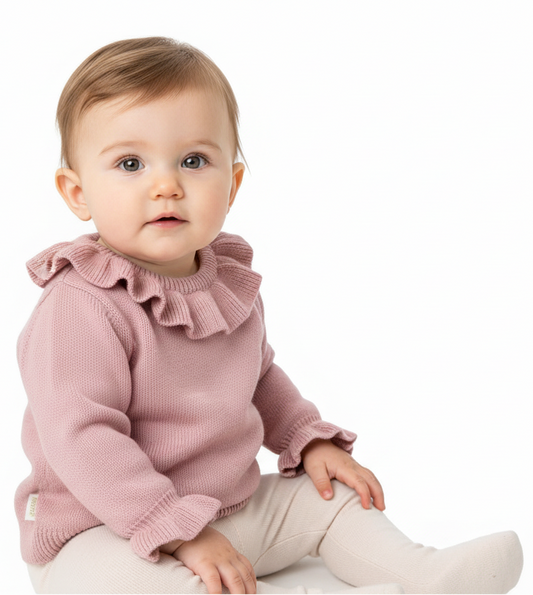 Pull tricoté en velours rose