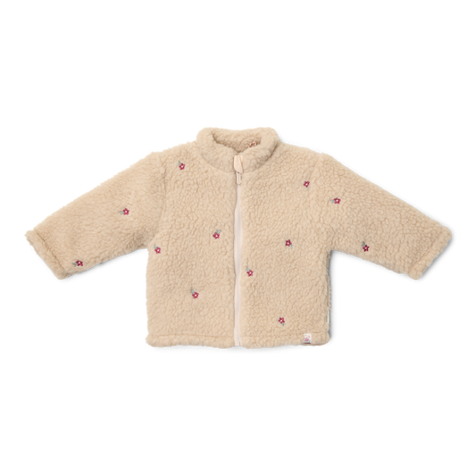 Fur coat with flowers