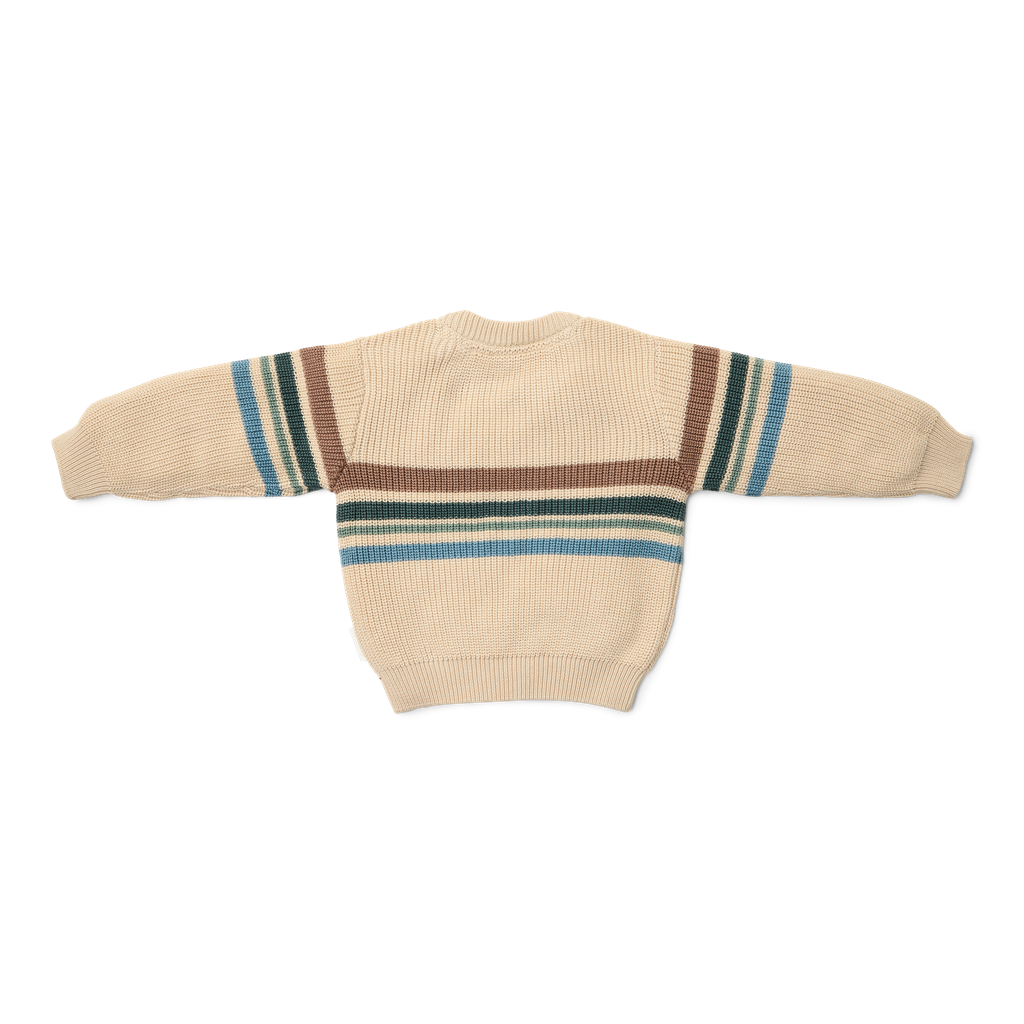 Camisola tricotada Areia ás riscas