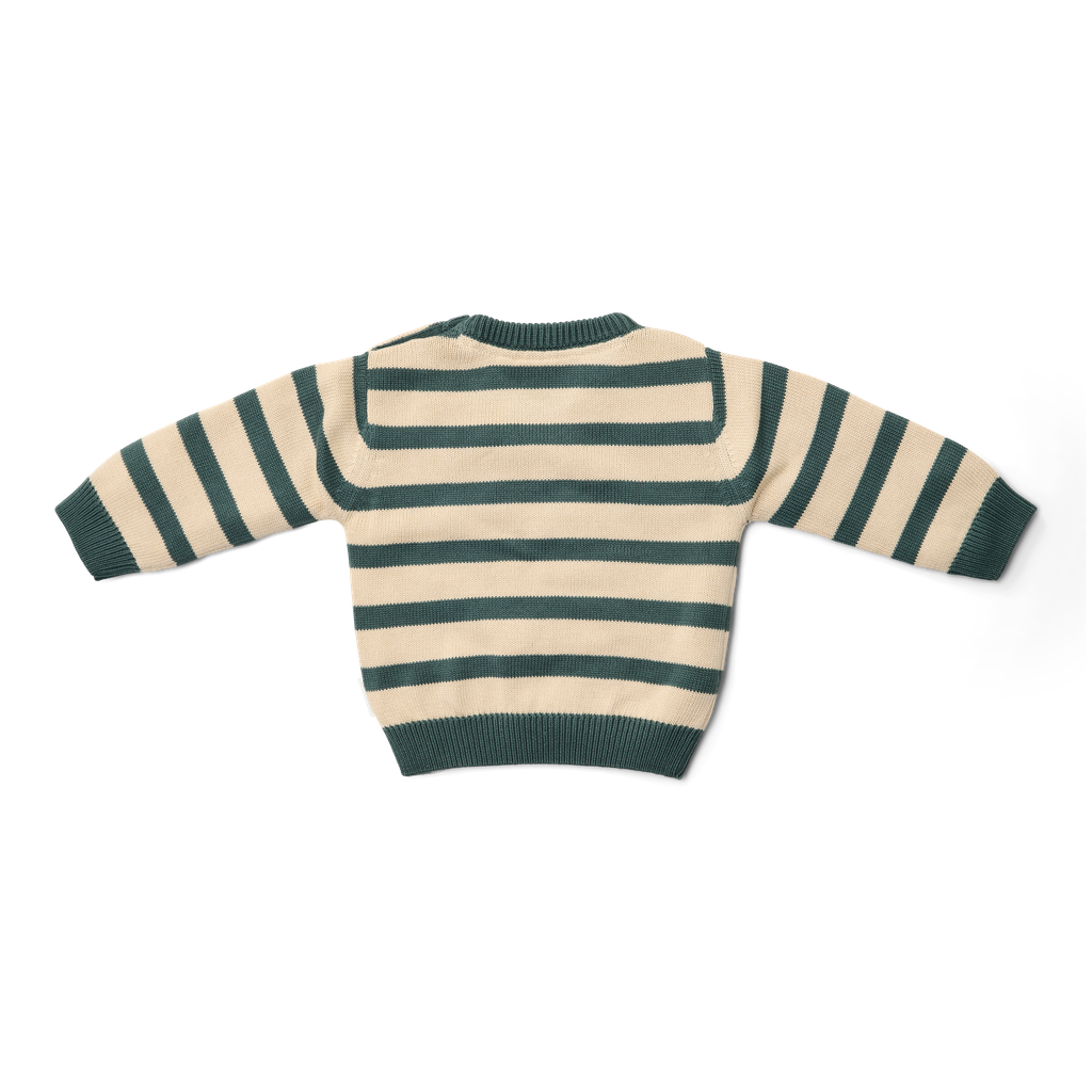 Camisola tricotada Verde ás riscas | 2-3A