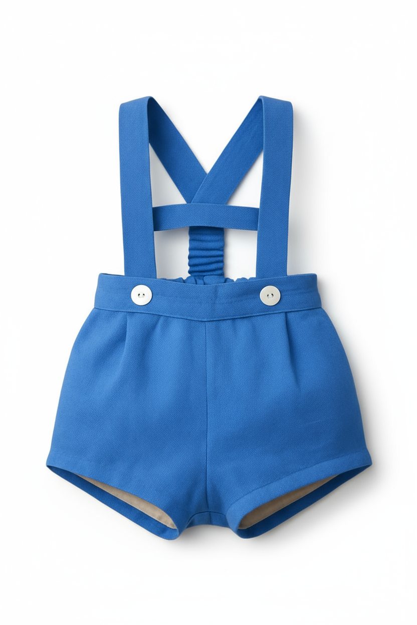 Calções HG c/susp. e barra em linho azul vivo