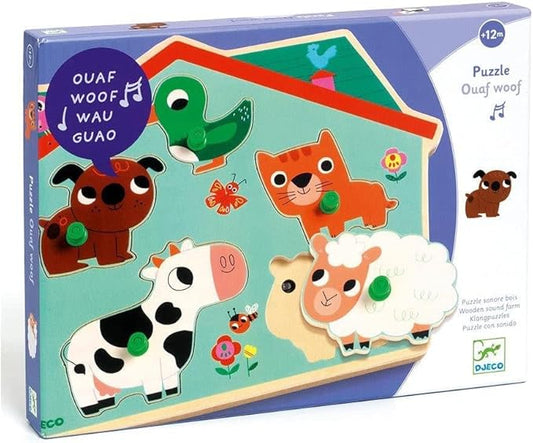 Ouaf Woof - Wooden Sound Puzzle with Animals