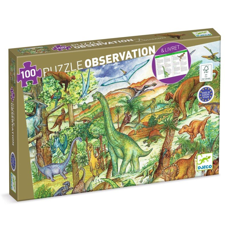 Dinosaurs Observation Puzzle - 100 Pcs (includes Book)