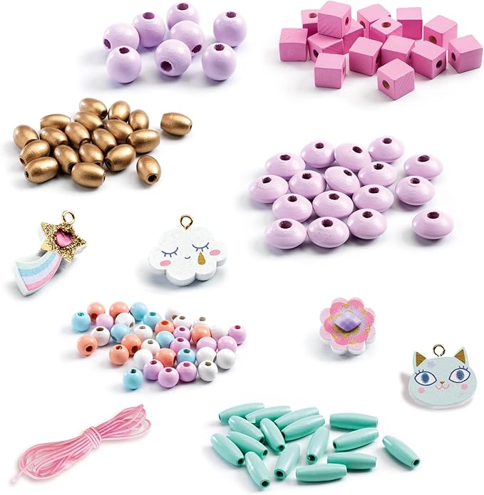 Coffret de perles en bois – Créations colorées Djeco