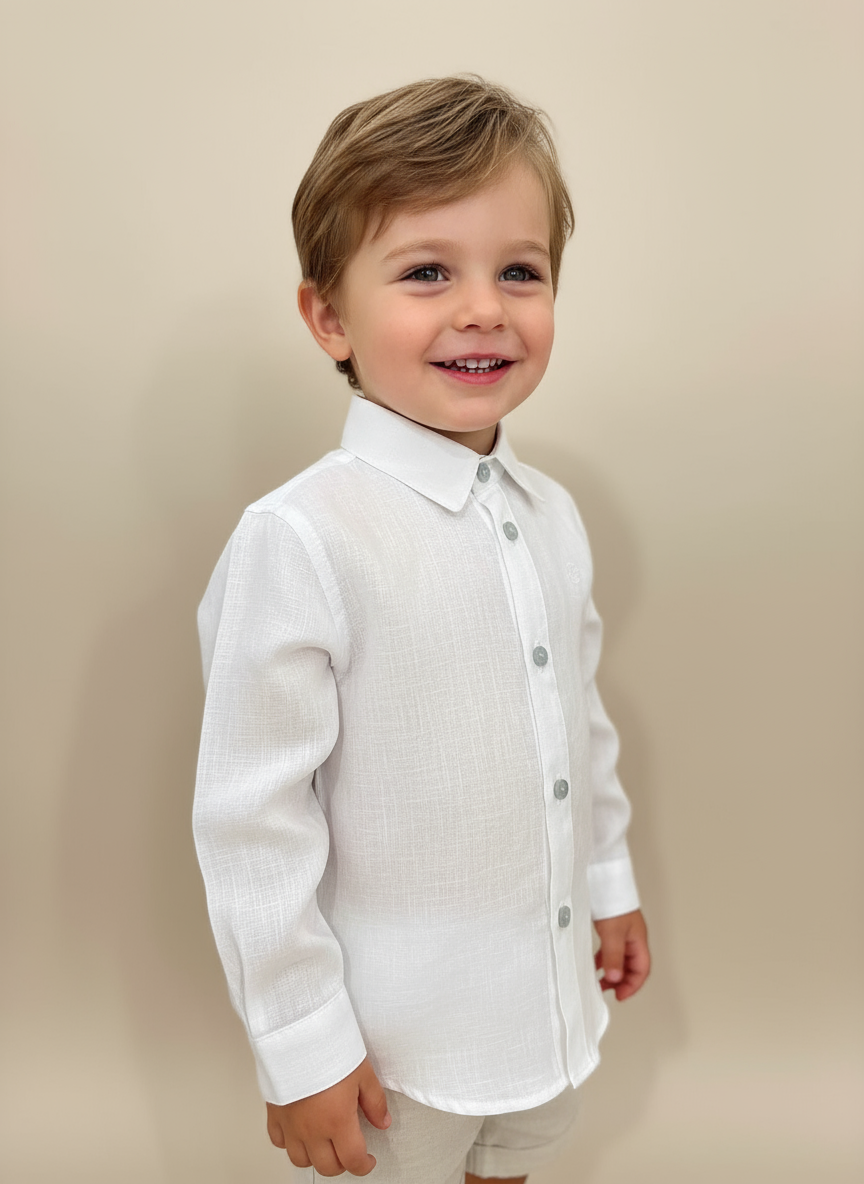 Camisa HG em linho gola normal