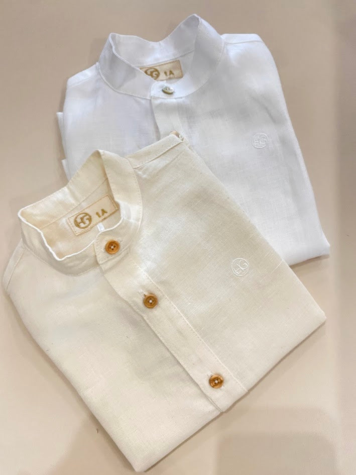 Camisa HG em linho gola padre