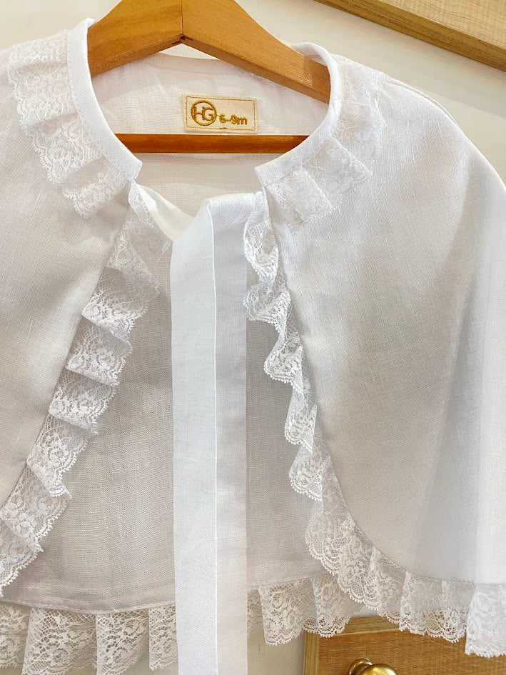 Linen cover with lace