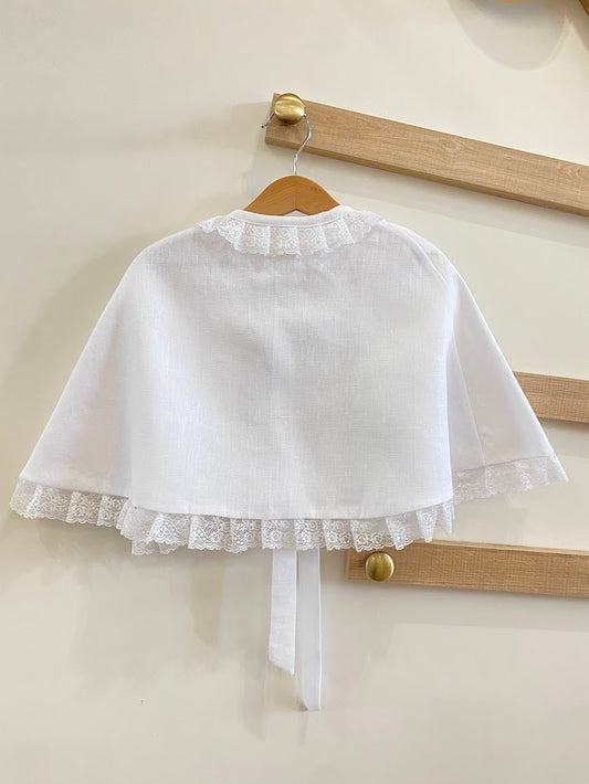 Linen cover with lace