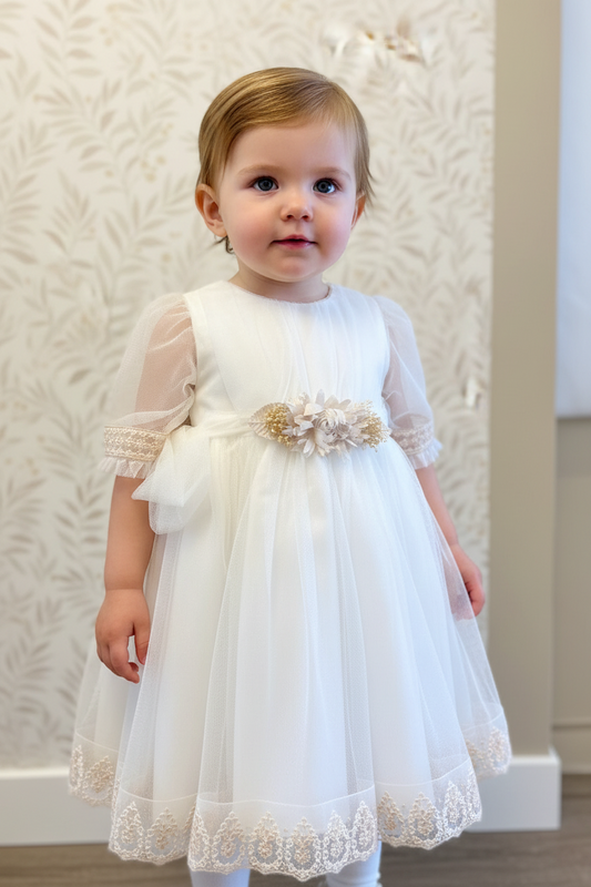 Vestido amaya c/manga em tule