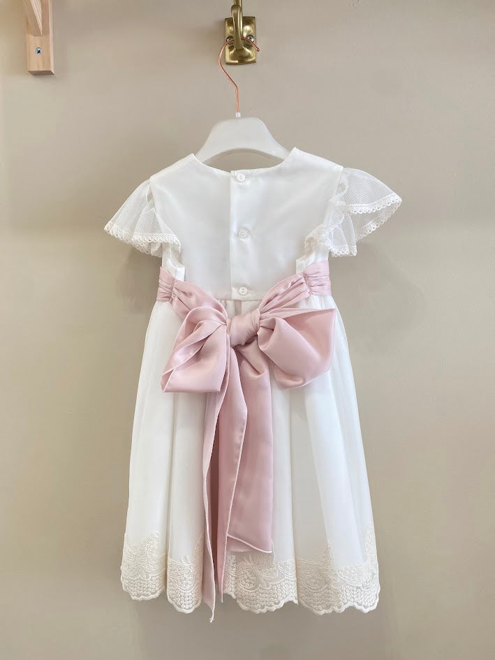 Vestido Bebe M/francesa em tule Bordado