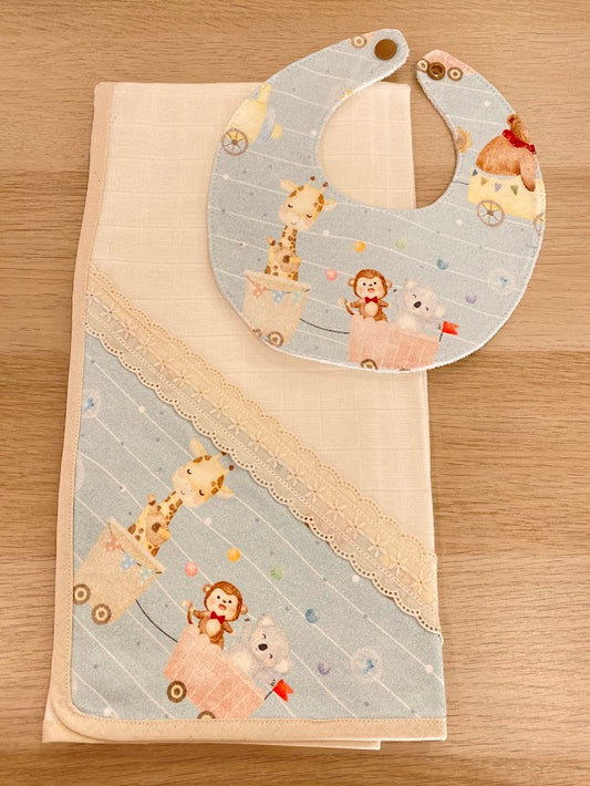 Beige Diaper + Bib Set