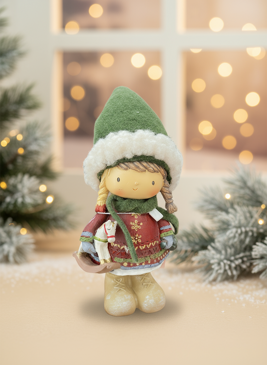 Fille avec cheval en polyrésine