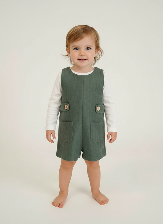 Green Dungarees with Pockets