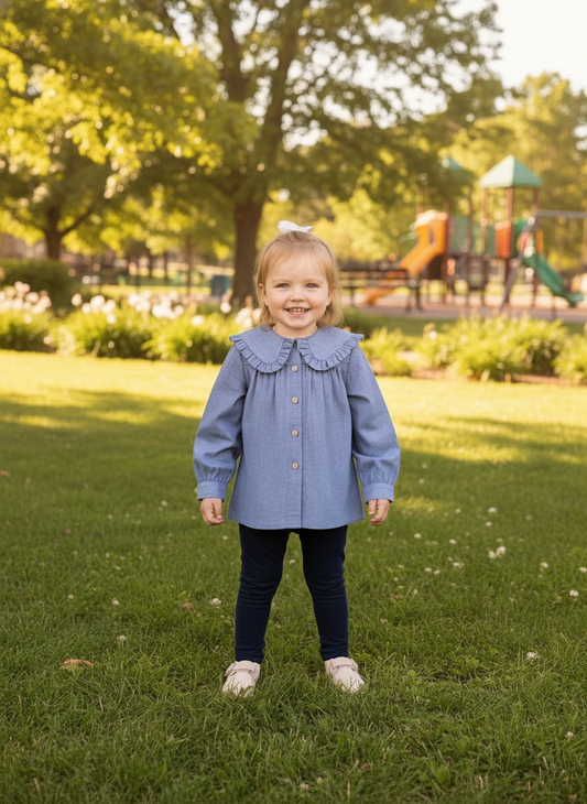 HG Blouse in Blue Denim