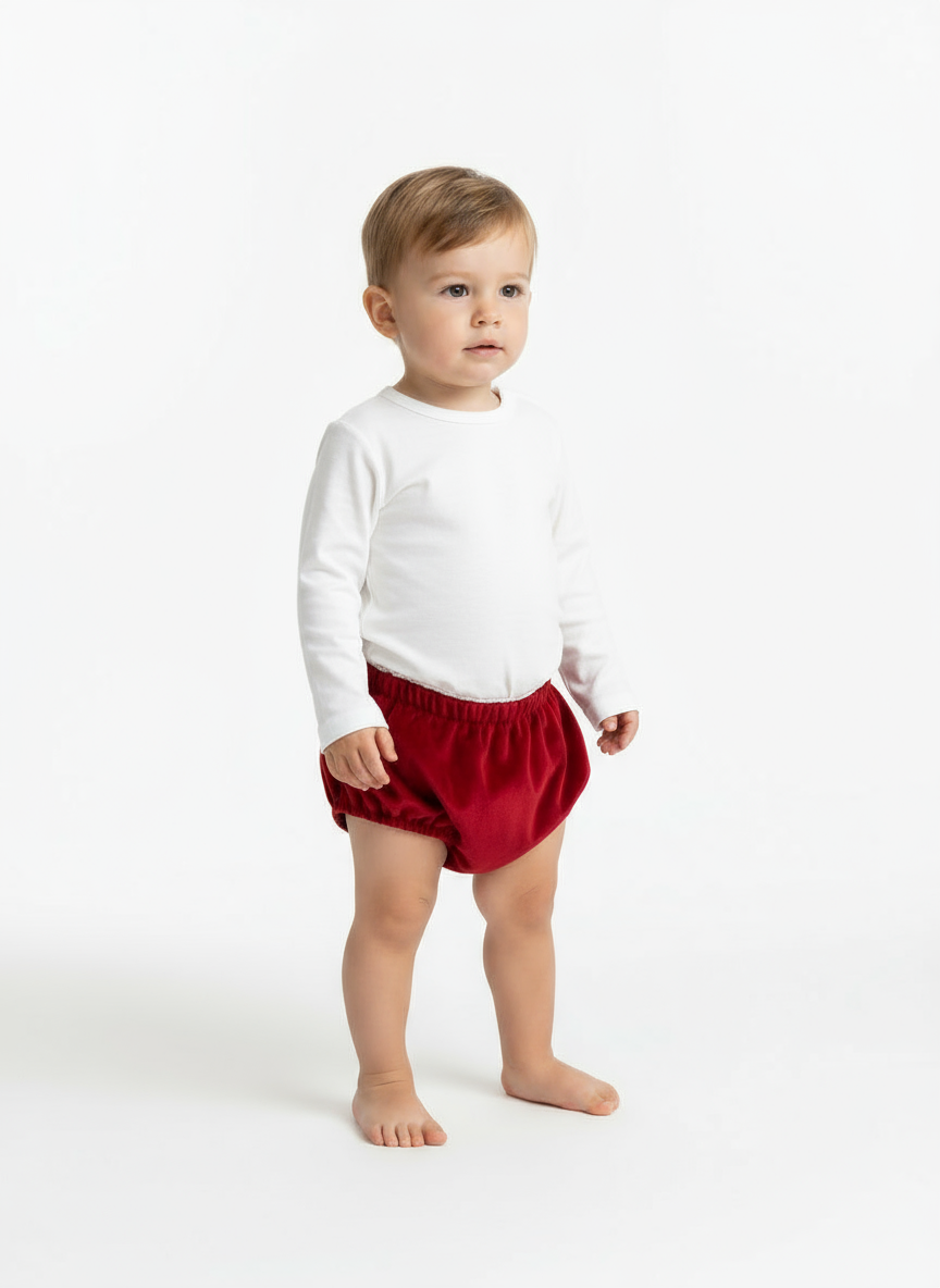 Tapa-Fraldas Duplo Veludo Vermelho/Xadrez